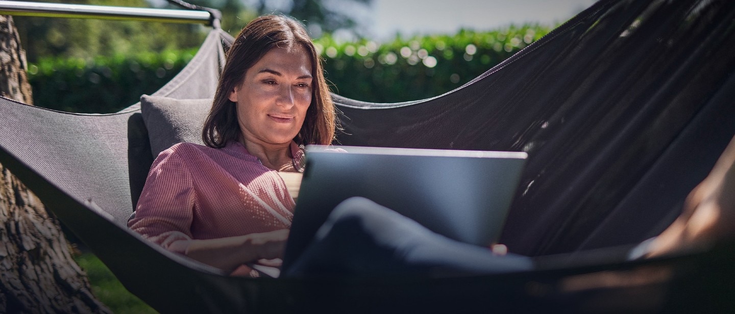 Woman working on a laptop