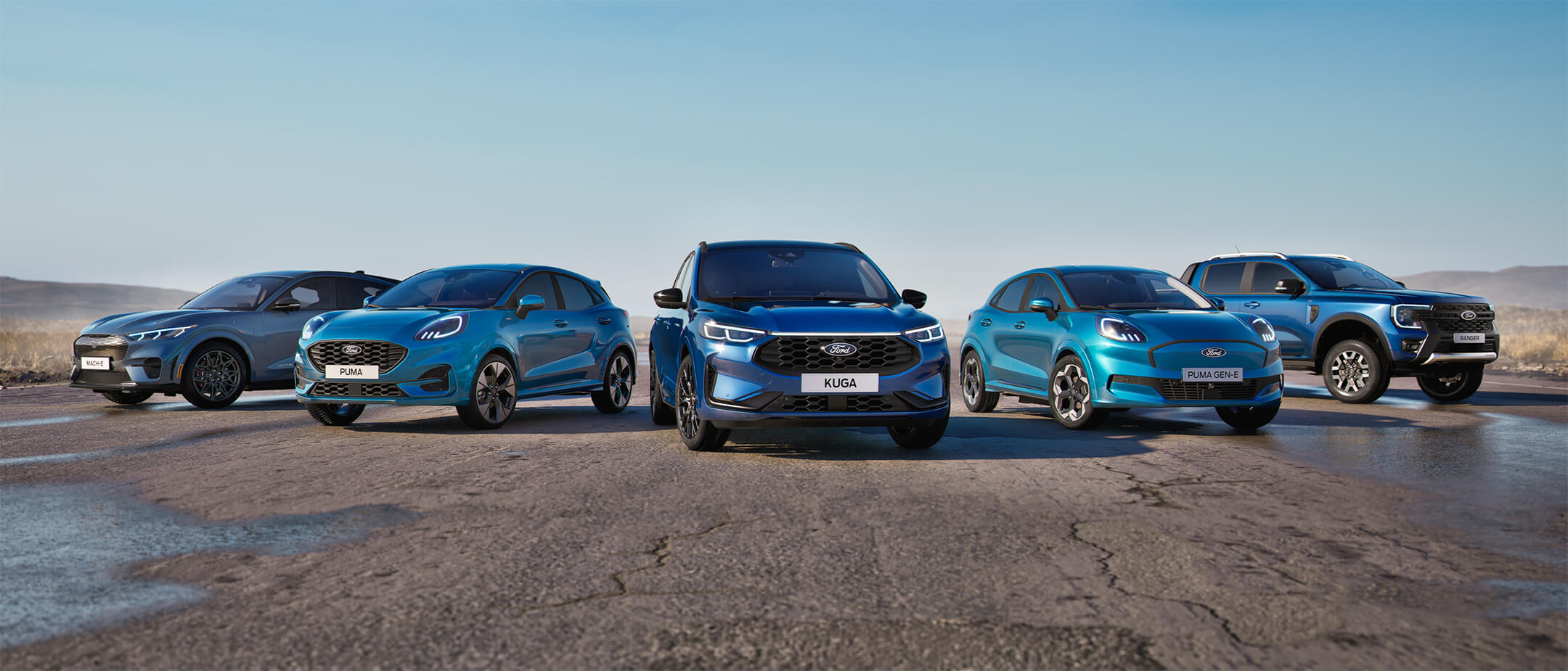 A Ford BlueCruise kézhasználat nélküli vezetéstámogató technológia elérhető a Mustang Mach-E, a Puma, a Kuga, a Puma Gen-E és a Ranger modellekben.