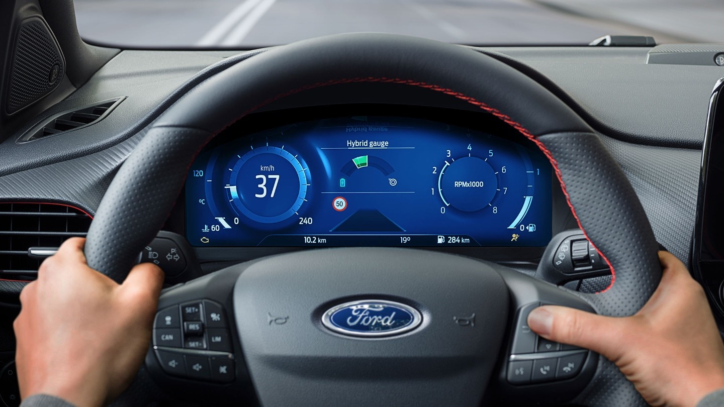 Ford Fiesta interior digital cluster close up