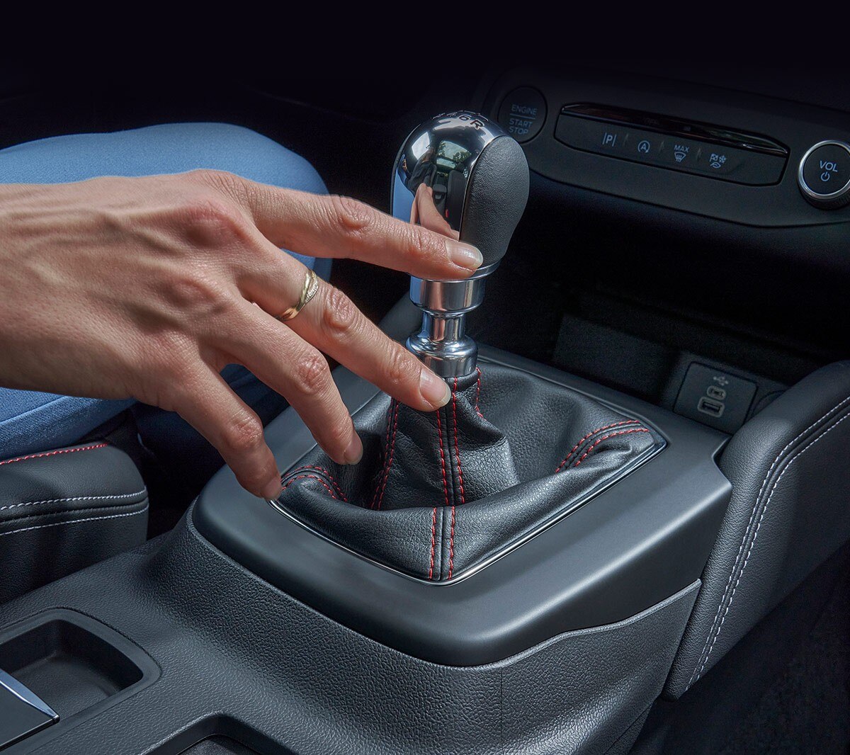 Close-up of the gear-shift knob