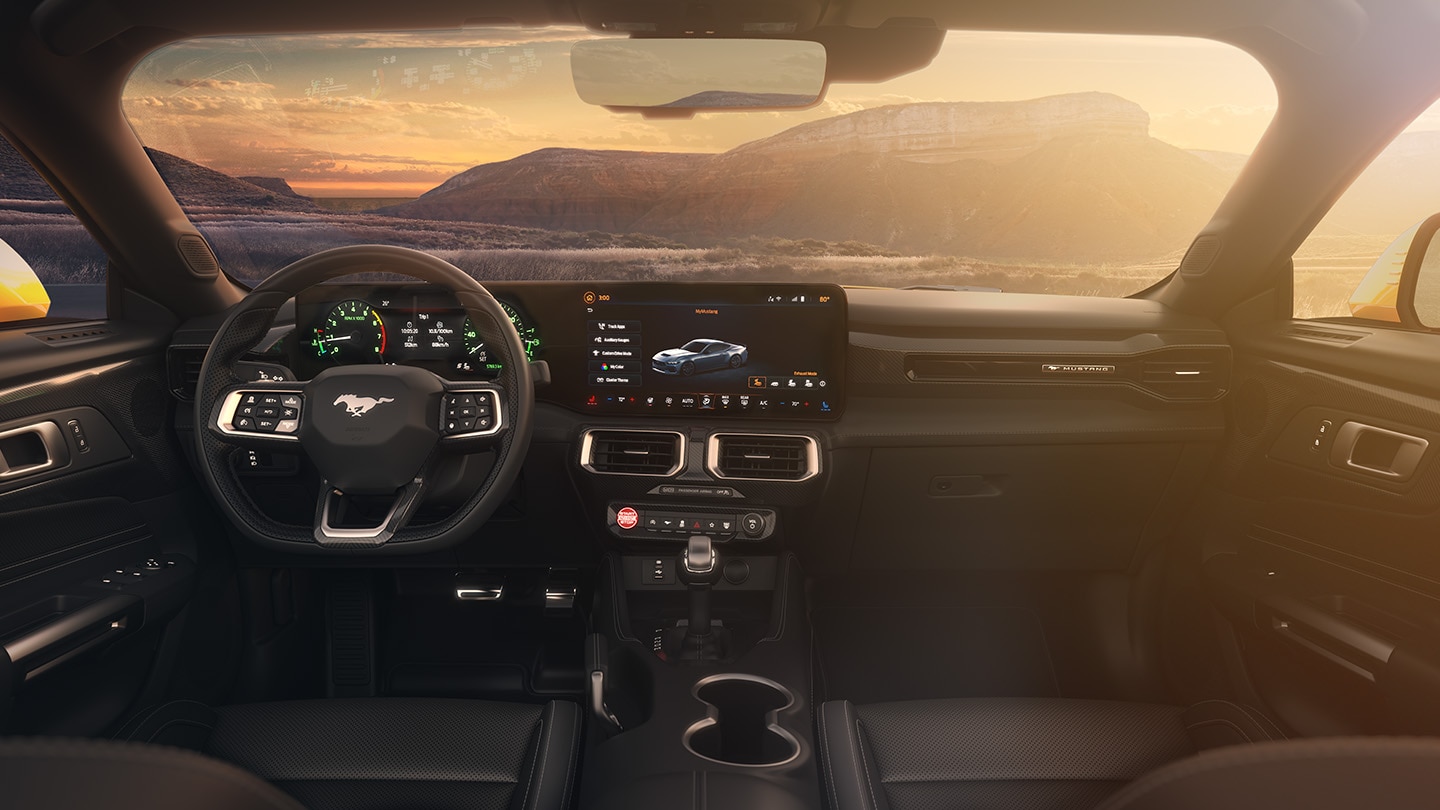 Ford Mustang Race-inspired flat bottom steering wheel for high-performance handling