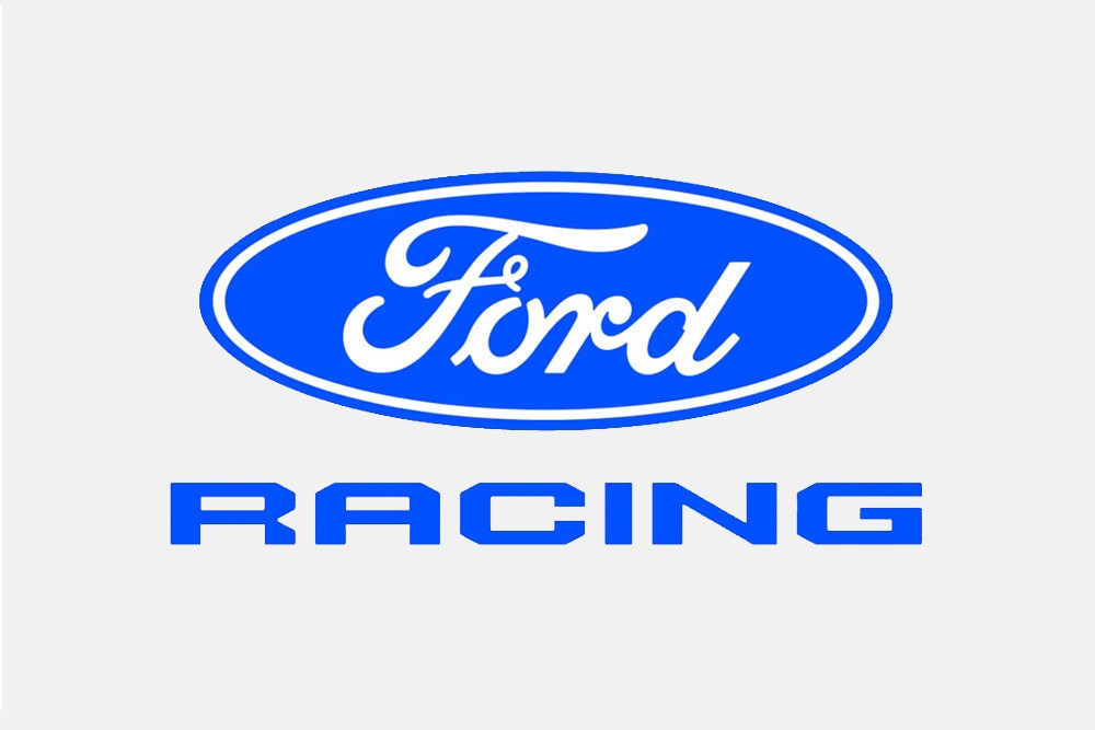 Hivatalos Ford Racing logó fehér háttérrel.