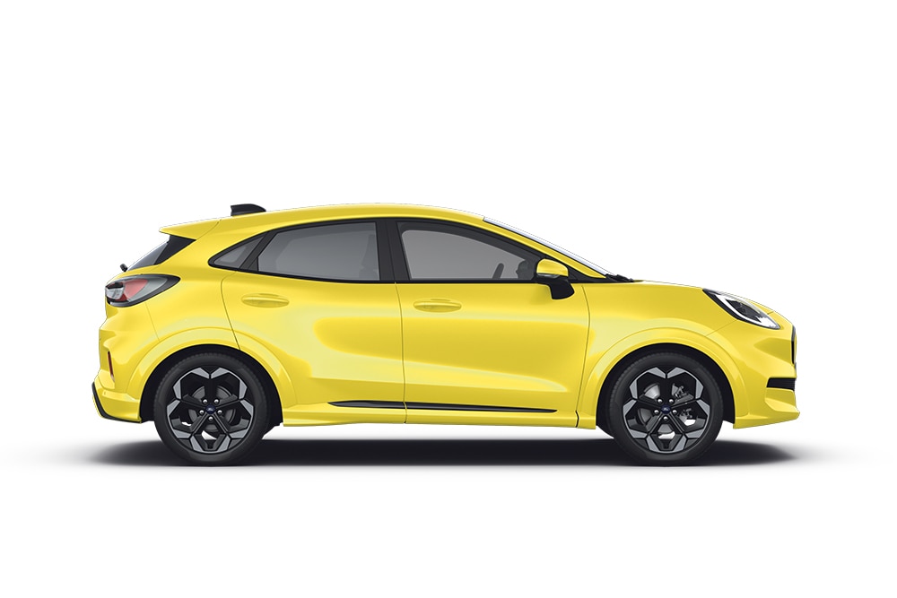 Sárga Ford Puma Gen-E, a Ford SUV termékcsalád tagja.