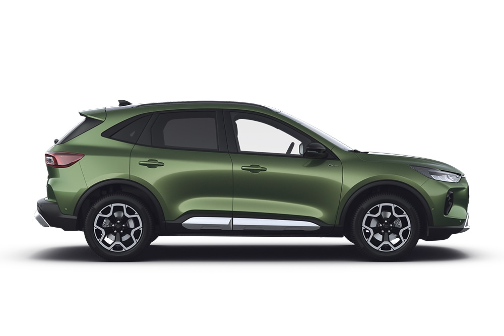 Zöld Ford Kuga, a Ford SUV termékcsalád tagja.