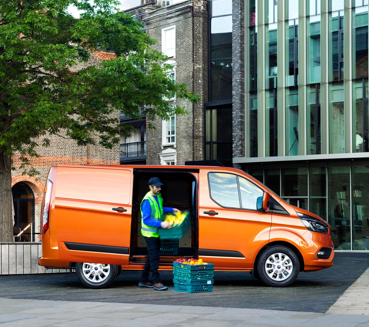 Transit Custom with trader offloading boxes