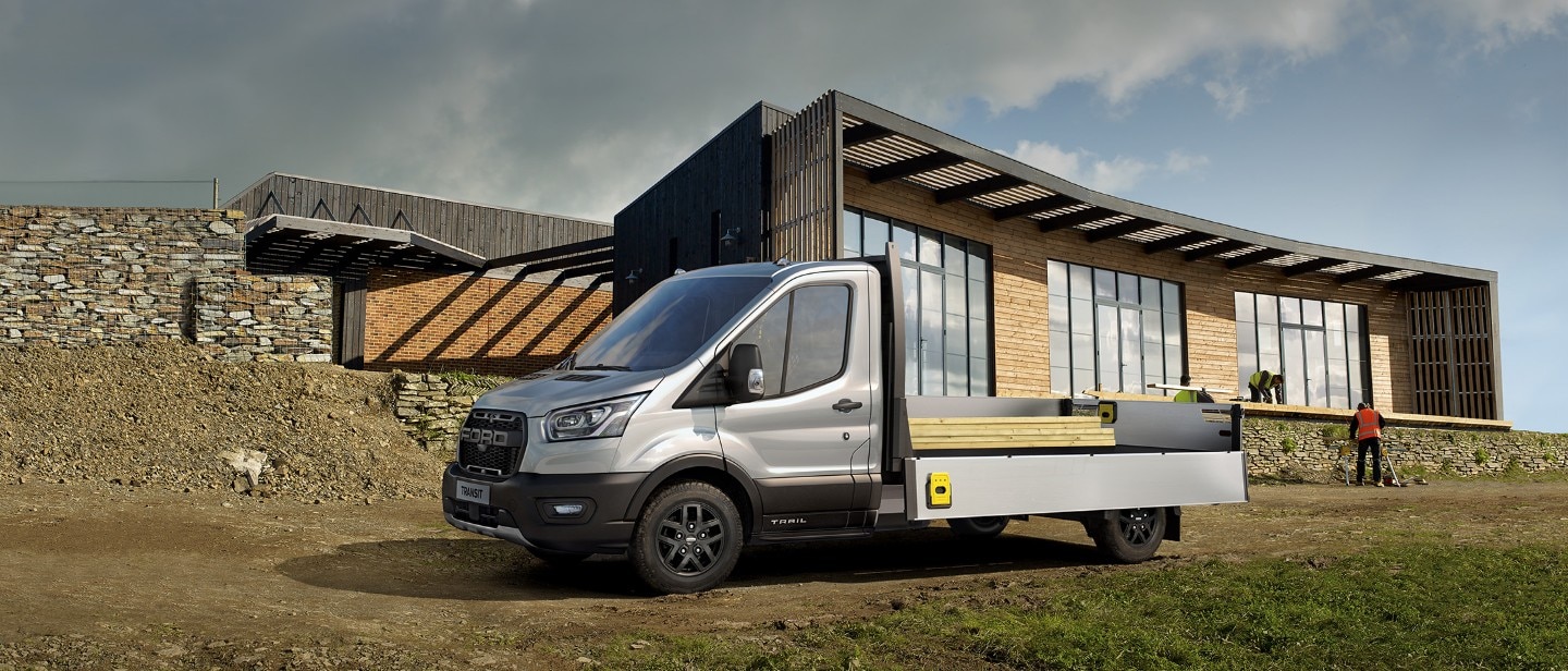 New Ford Transit Chassis Cab front view driving on road