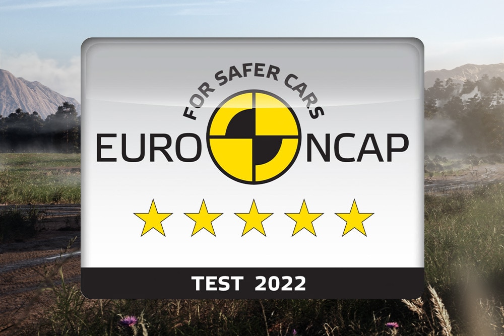 Az Euro NCAP 5 csillagos biztonsági emblémája a 2022-ben tesztelt Ford Ranger számára.