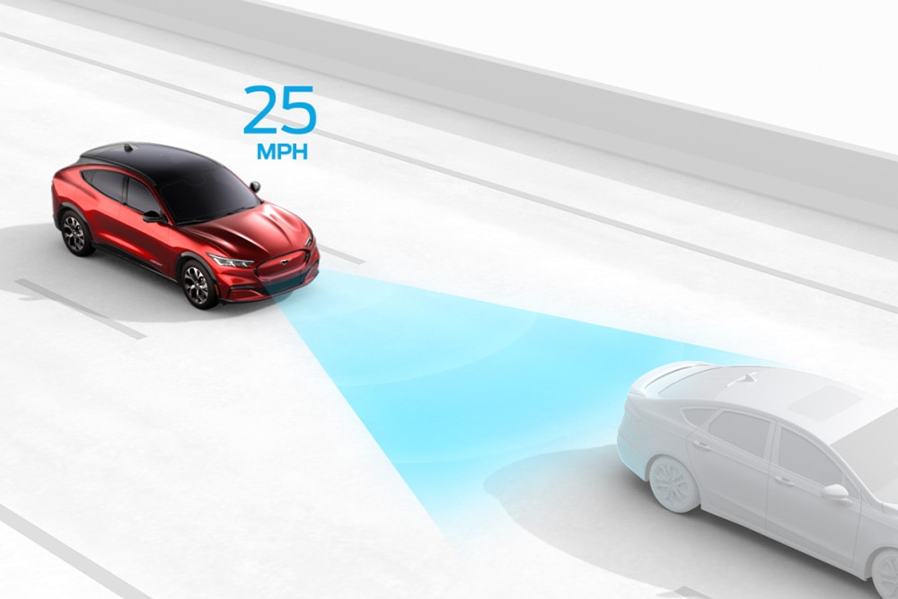 A Ford járművek intelligens sebességhatároló rendszerét illusztráló ábra.