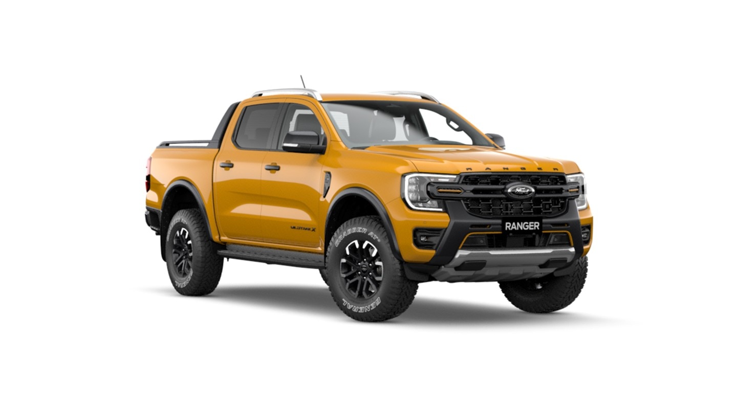 All-New Ranger Wildtrak X in Cyber Orange 3/4 front view