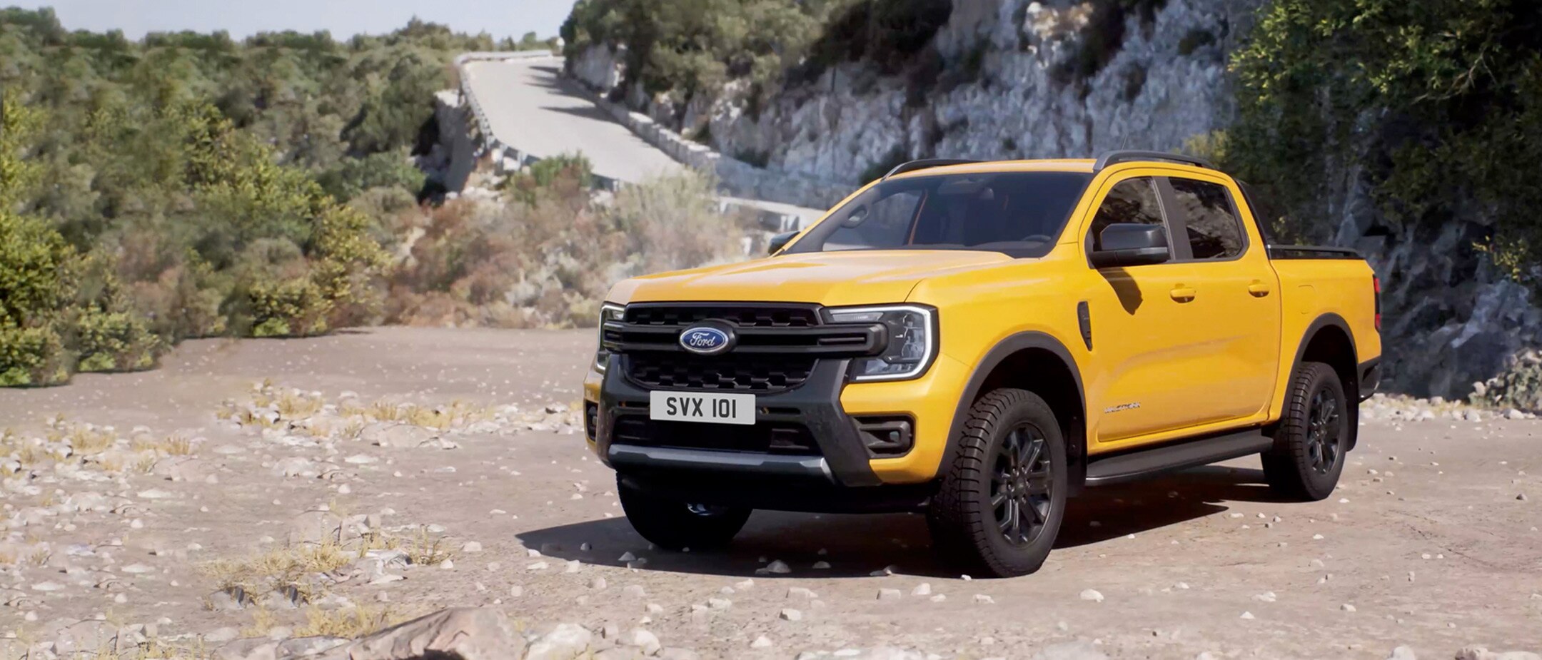 Ford Ranger 3/4 front view on gravel