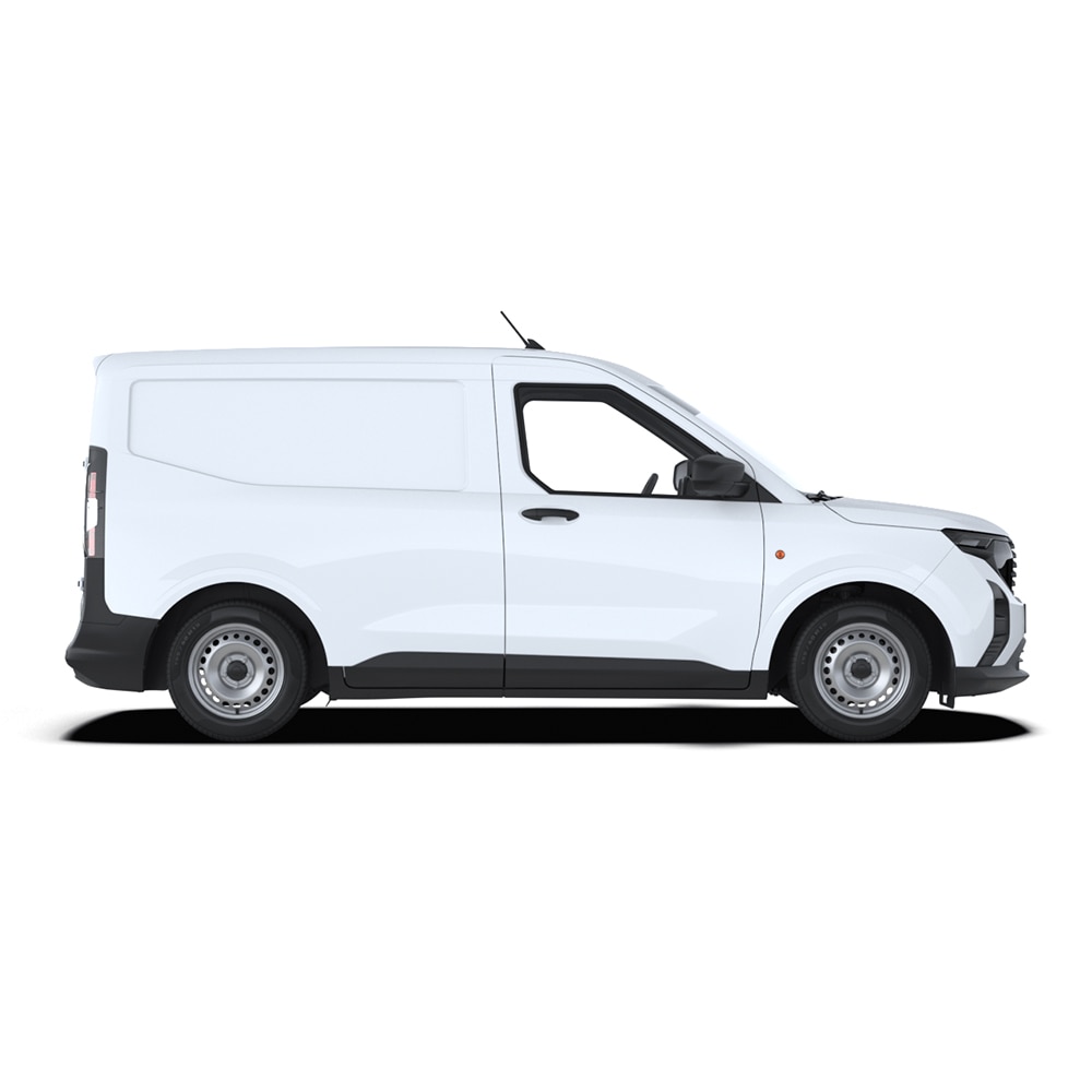 Fehér Ford Transit Courier áruszállító oldalnézetből